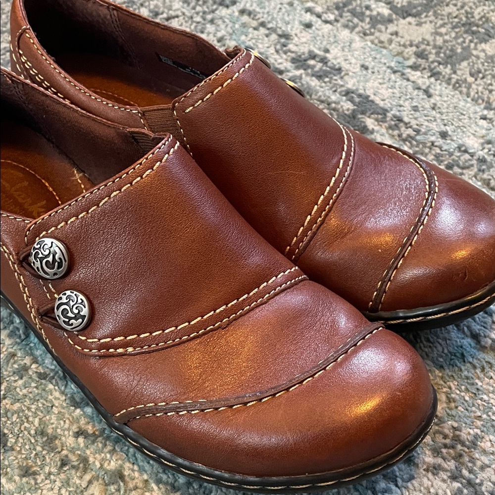 Clarks Bendables Brown Leather Slip-Ons
